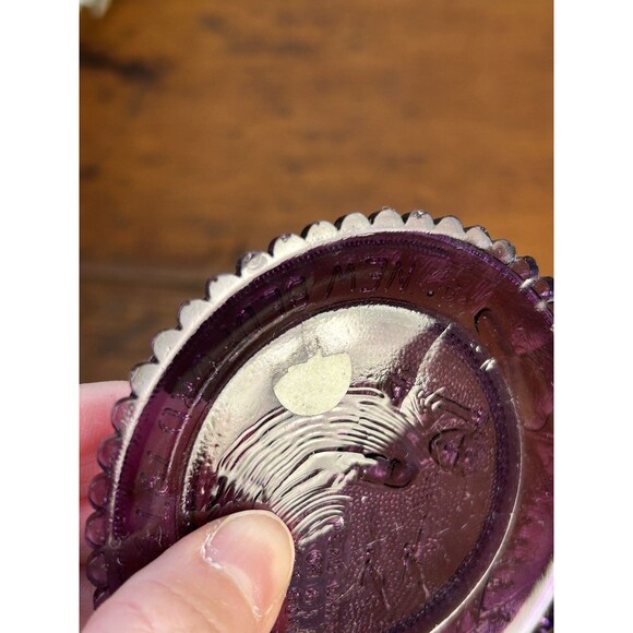 Vintage Pairpoint Glass Cup Plate Purple New Bedford Glass Museum Original Box - Picture 5 of 6